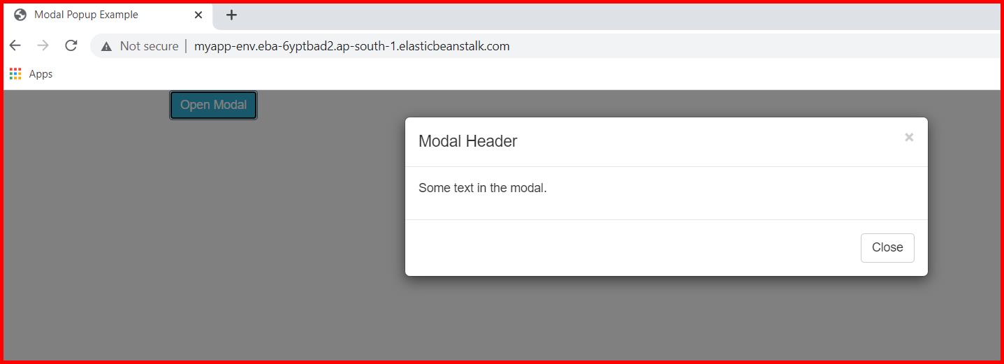 Picture showing the application web page deployed using the beanstalk service